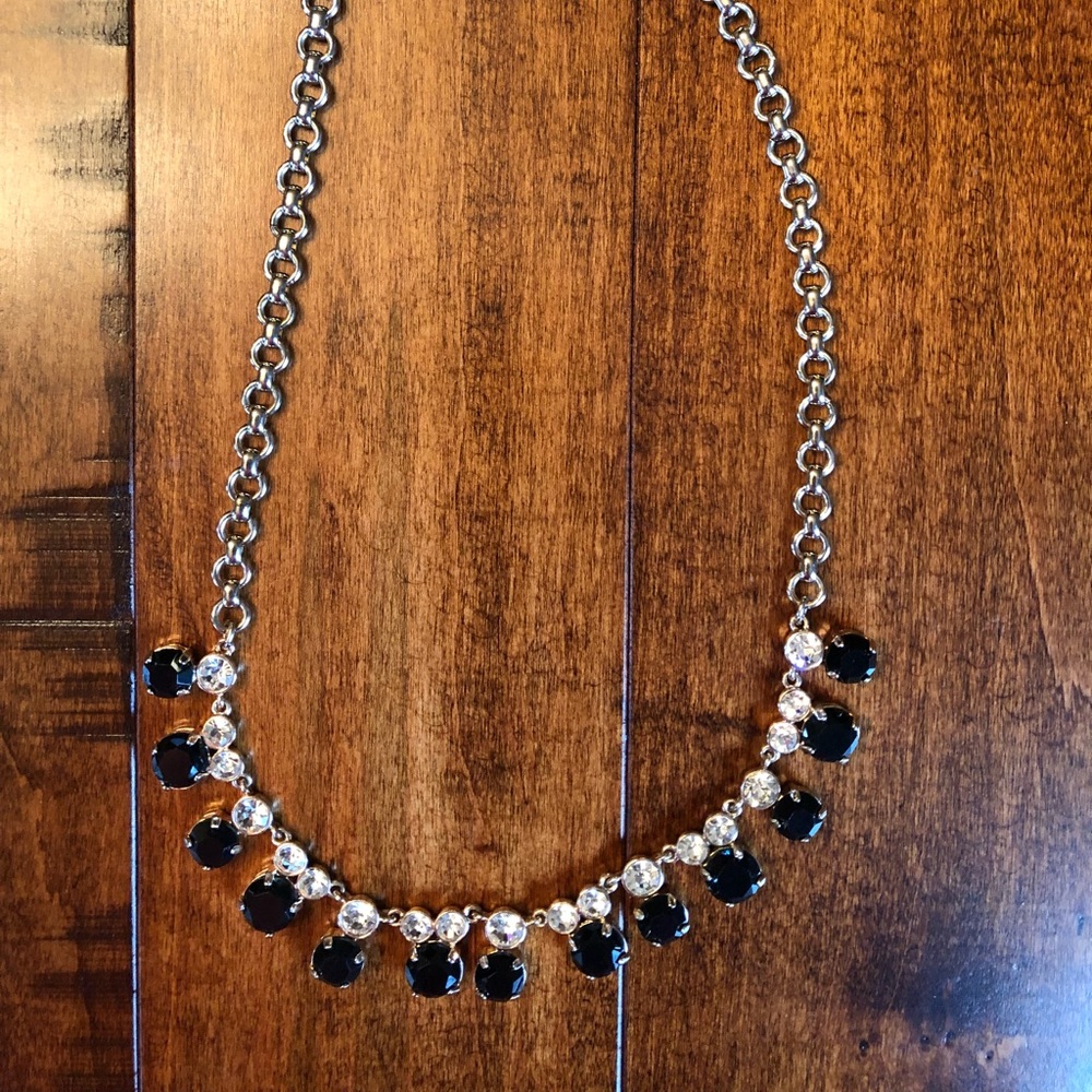 J.Crew Black bib crystal statement necklace